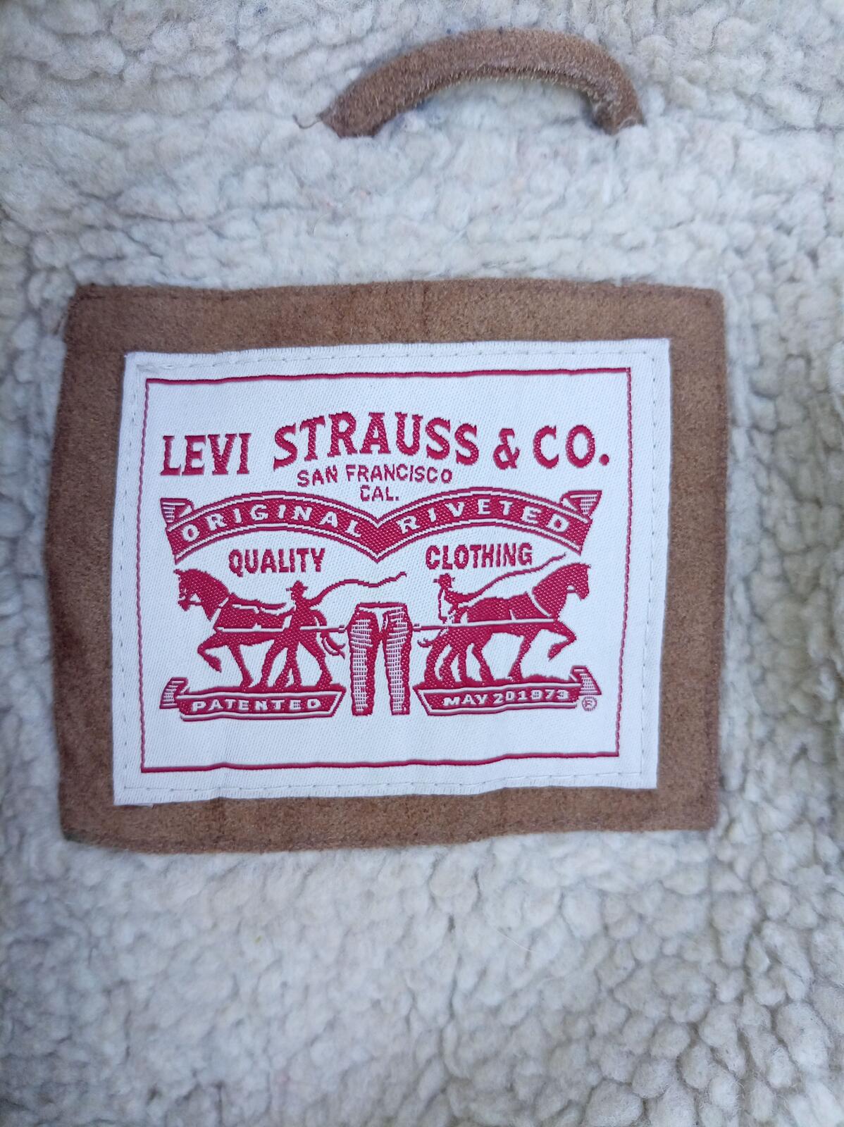 Levi's Men's Faux Suede Sherpa Trucker Jacket Cognac Brown Soft Fleece Lined M