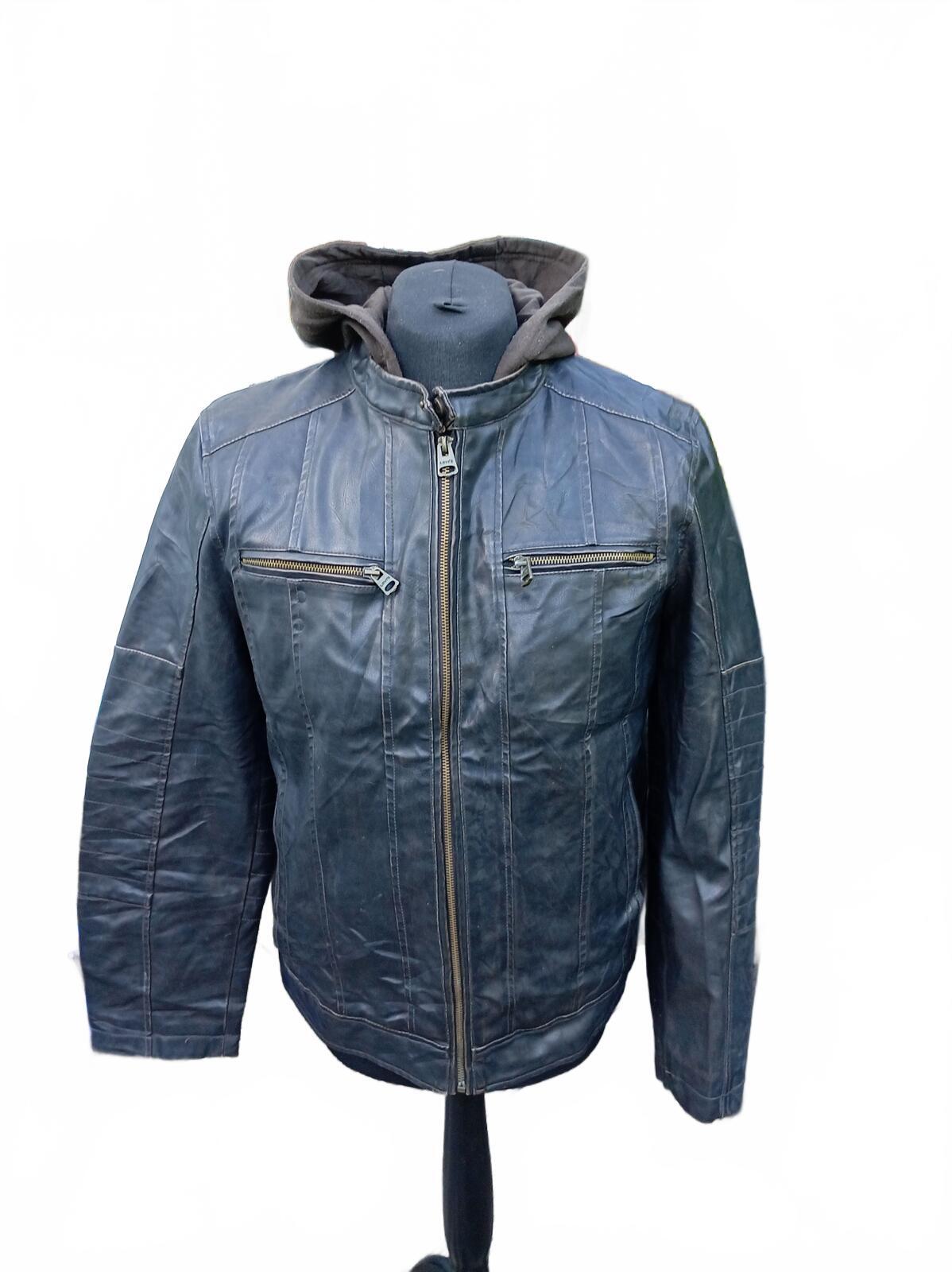 Levi's Men's Faux Leather Sherpa Lined Jacket Built-In Hood Dark Brown Size S