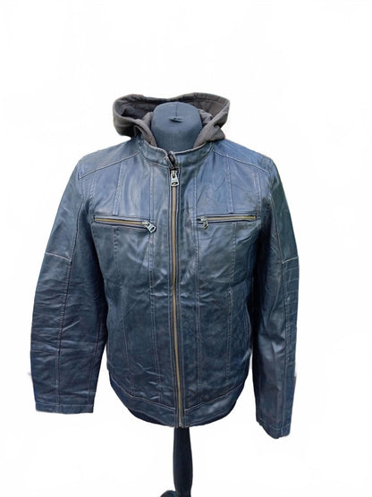 Levi's Men's Faux Leather Sherpa Lined Jacket Built-In Hood Dark Brown Size S
