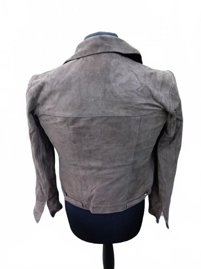 Vintage Polo Jeans Co Ralph Lauren Suede Jacket Size S Small Grey Taupe 18" P2P