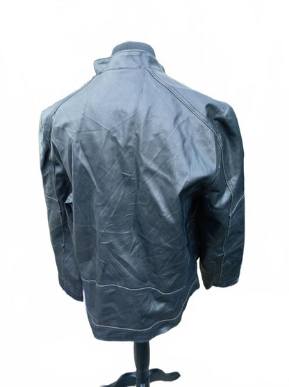 GUESS Men's Faux Leather Moto Jacket Dark Brown Cafe Racer Size XL Extra Large