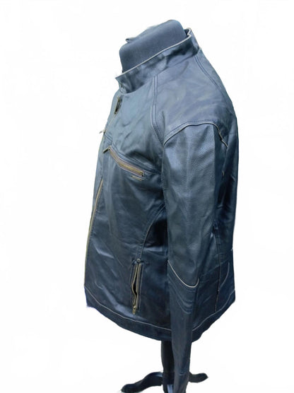 GUESS Men's Faux Leather Moto Jacket Dark Brown Cafe Racer Size XL Extra Large
