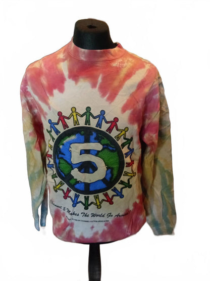 Tie Dye Long Sleeve Graphic Top Celebrating Channel 5 Print - XL
