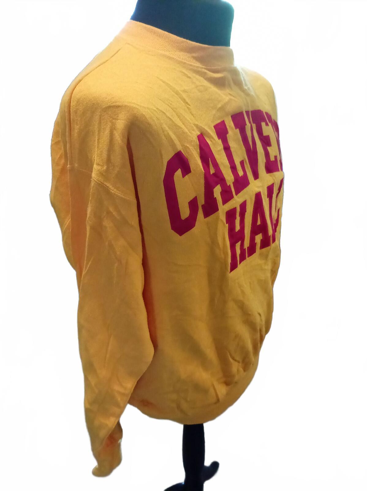 Calvert Hall Yellow Crewneck Sweatshirt with Red Collegiate Logo - XL