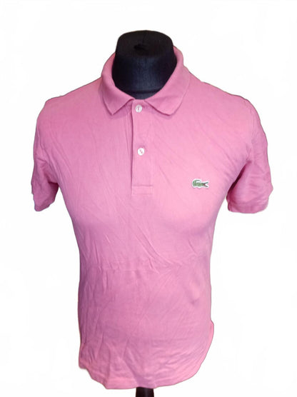 Lacoste Pink Short Sleeve Polo Shirt with Crocodile Logo - Size 5 Large