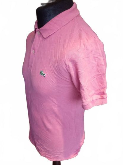 Lacoste Pink Short Sleeve Polo Shirt with Crocodile Logo - Size 5 Large