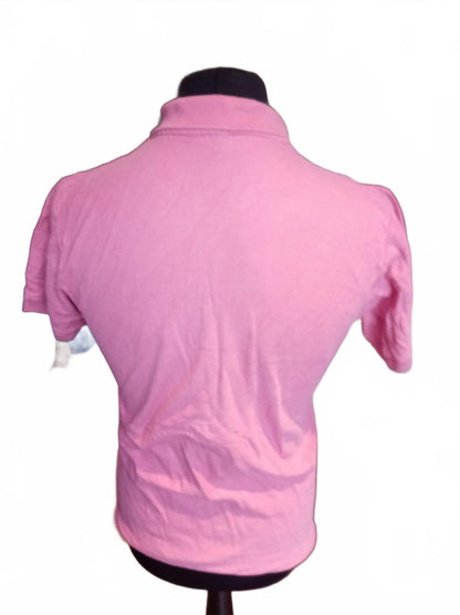 Lacoste Pink Short Sleeve Polo Shirt with Crocodile Logo - Size 5 Large