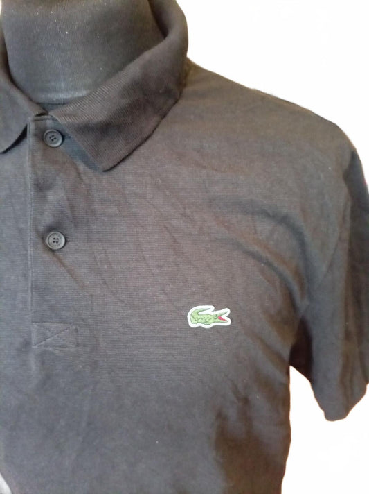 Lacoste Black Cotton Short Sleeve Polo Shirt - Size 4 - Medium