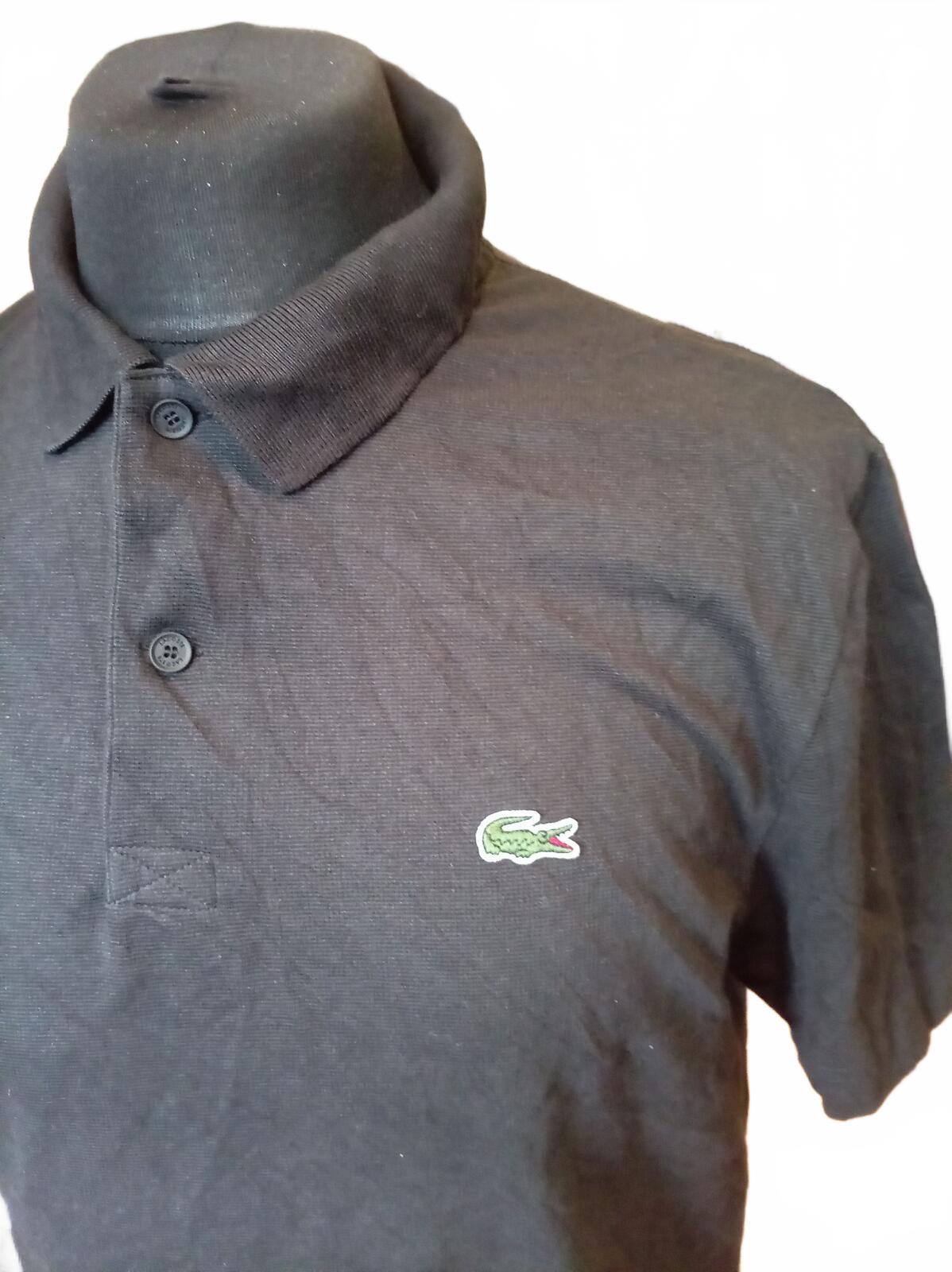Lacoste Black Cotton Short Sleeve Polo Shirt - Size 4 - Medium