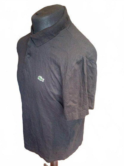 Lacoste Black Cotton Short Sleeve Polo Shirt - Size 4 - Medium