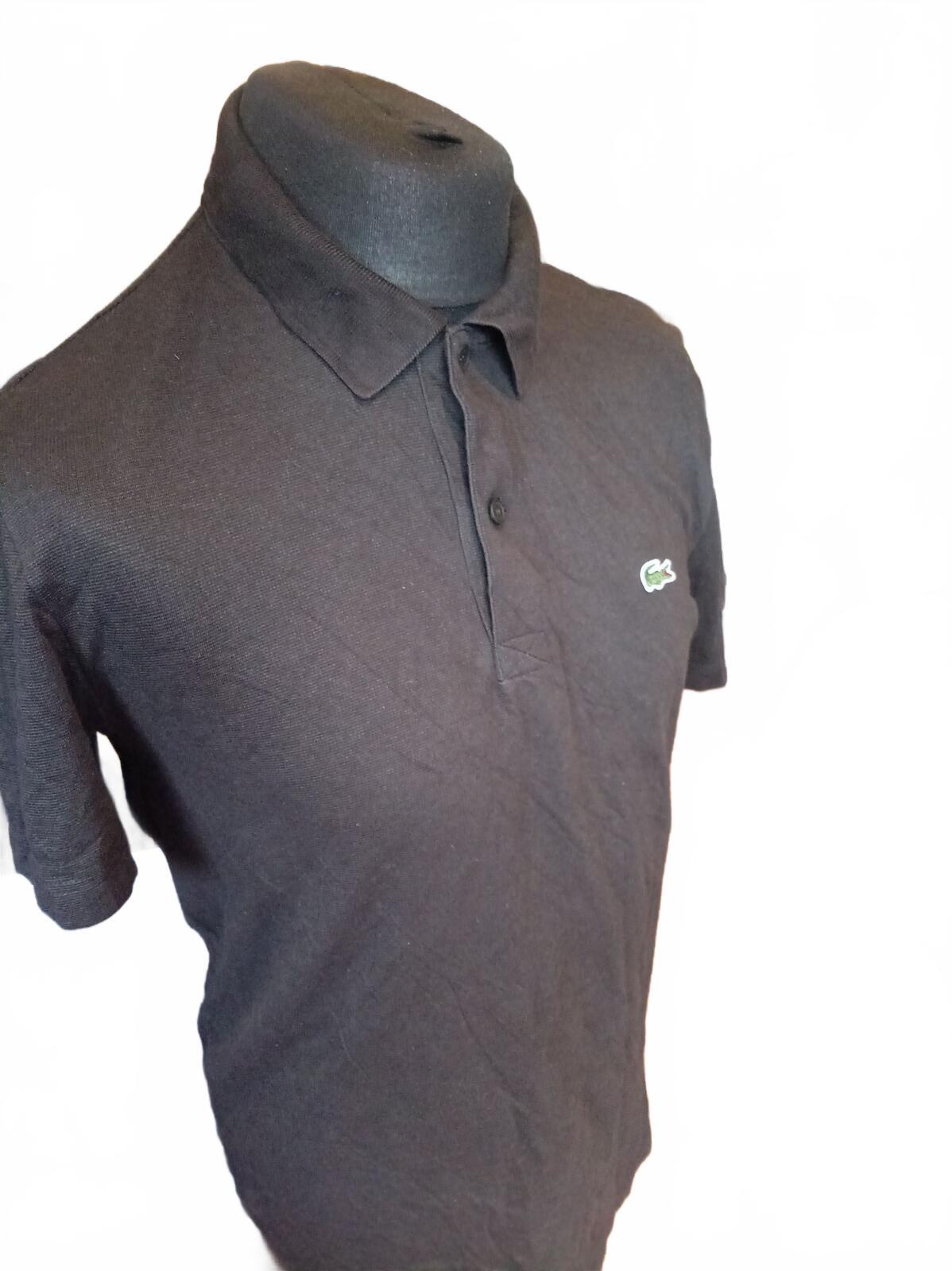 Lacoste Black Cotton Short Sleeve Polo Shirt - Size 4 - Medium