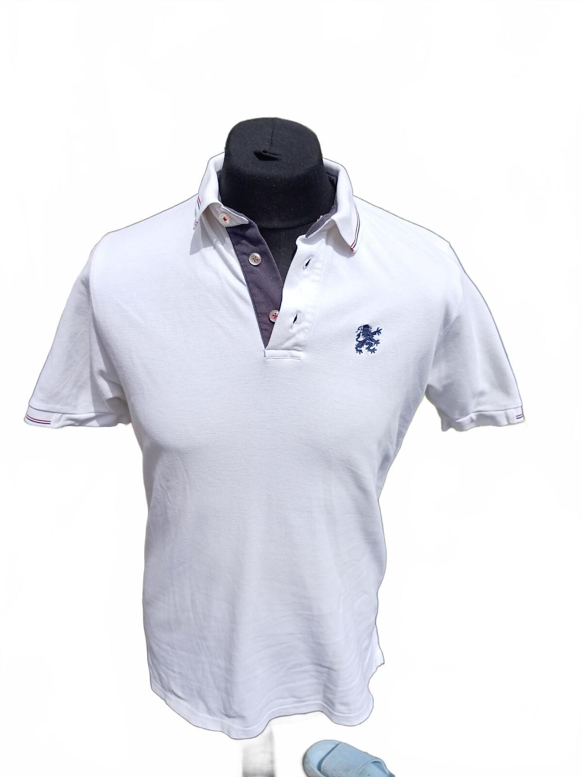 Lambretta Mens Polo Shirt Large White Mod Carnaby Street Lion Soho Casual Top
