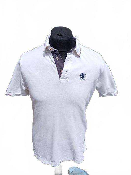 Lambretta Mens Polo Shirt Large White Mod Carnaby Street Lion Soho Casual Top