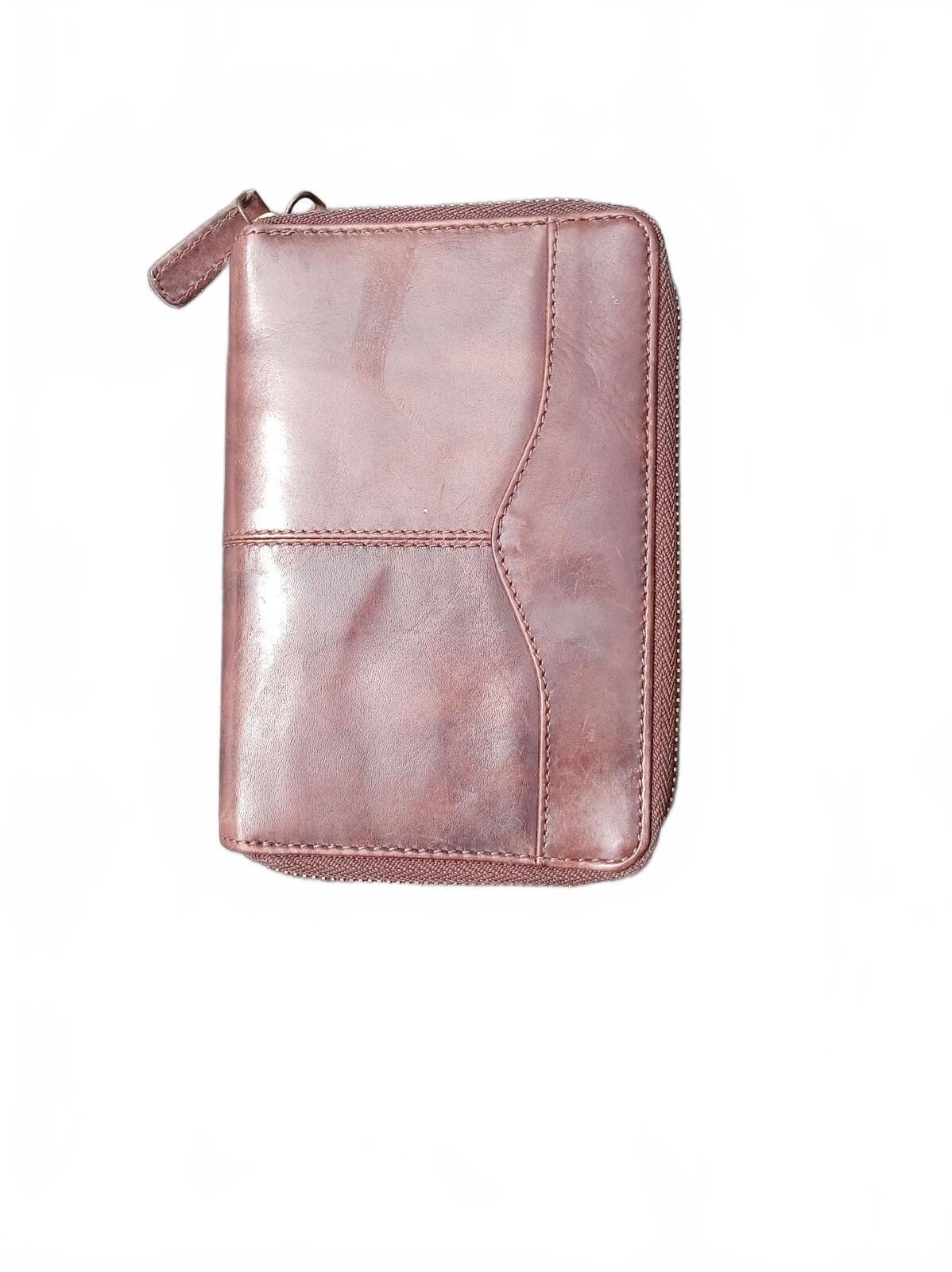 Ereganto Oxblood Real Leather Double Zip Around Wallet RFID Secure Clutch Pur