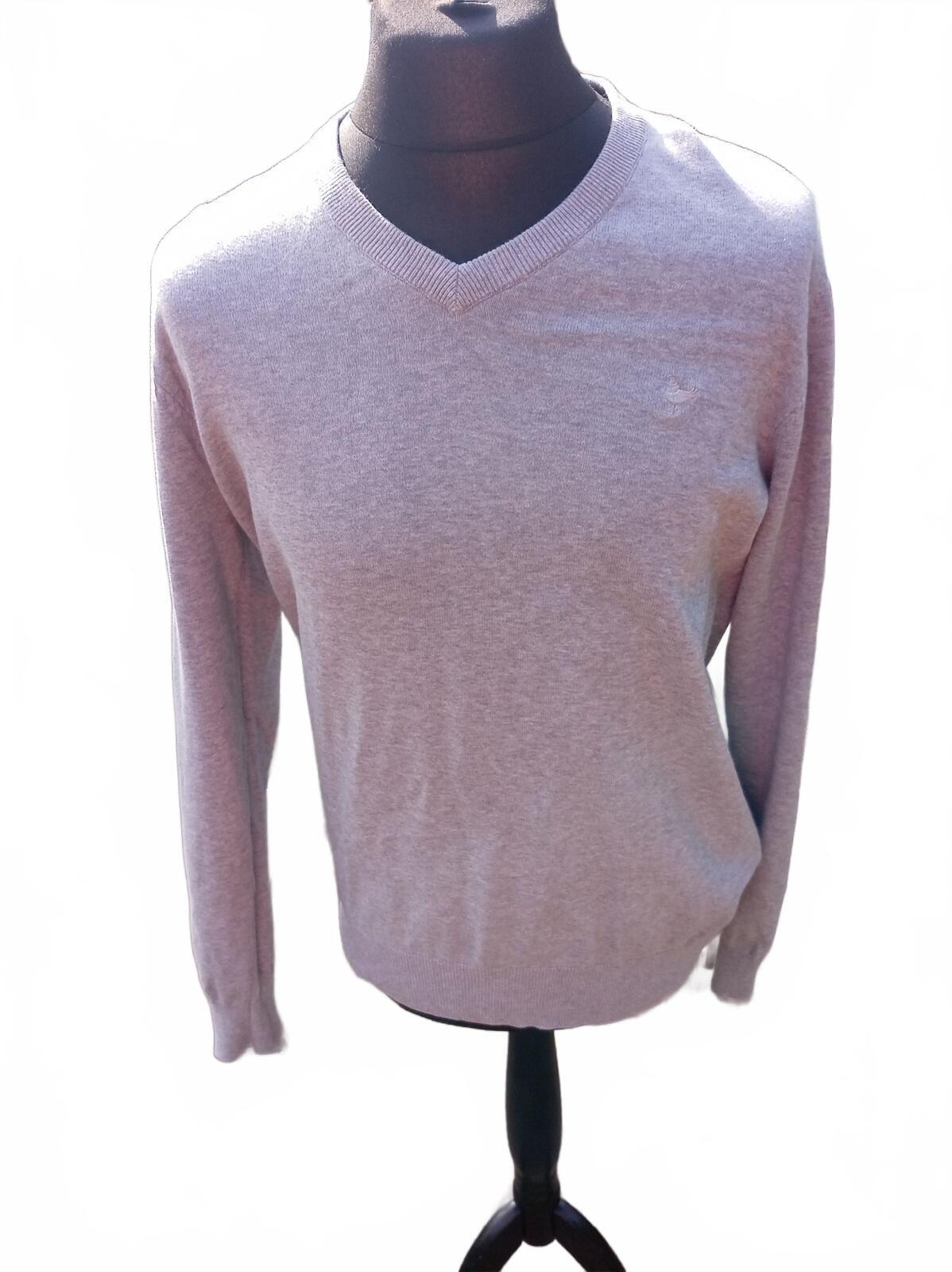 Partridge Men’s V‑Neck Jumper XL Grey – 100% Cotton Knit – Classic Countrywear