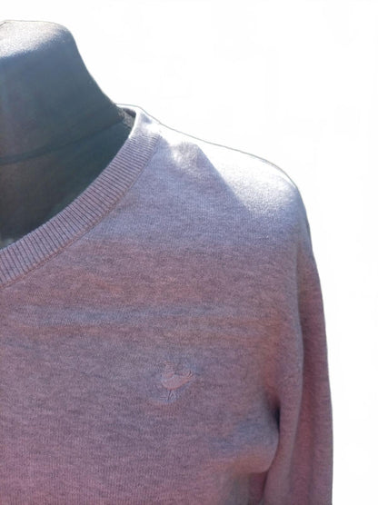 Partridge Men’s V‑Neck Jumper XL Grey – 100% Cotton Knit – Classic Countrywear