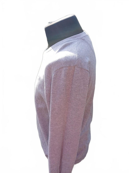 Partridge Men’s V‑Neck Jumper XL Grey – 100% Cotton Knit – Classic Countrywear