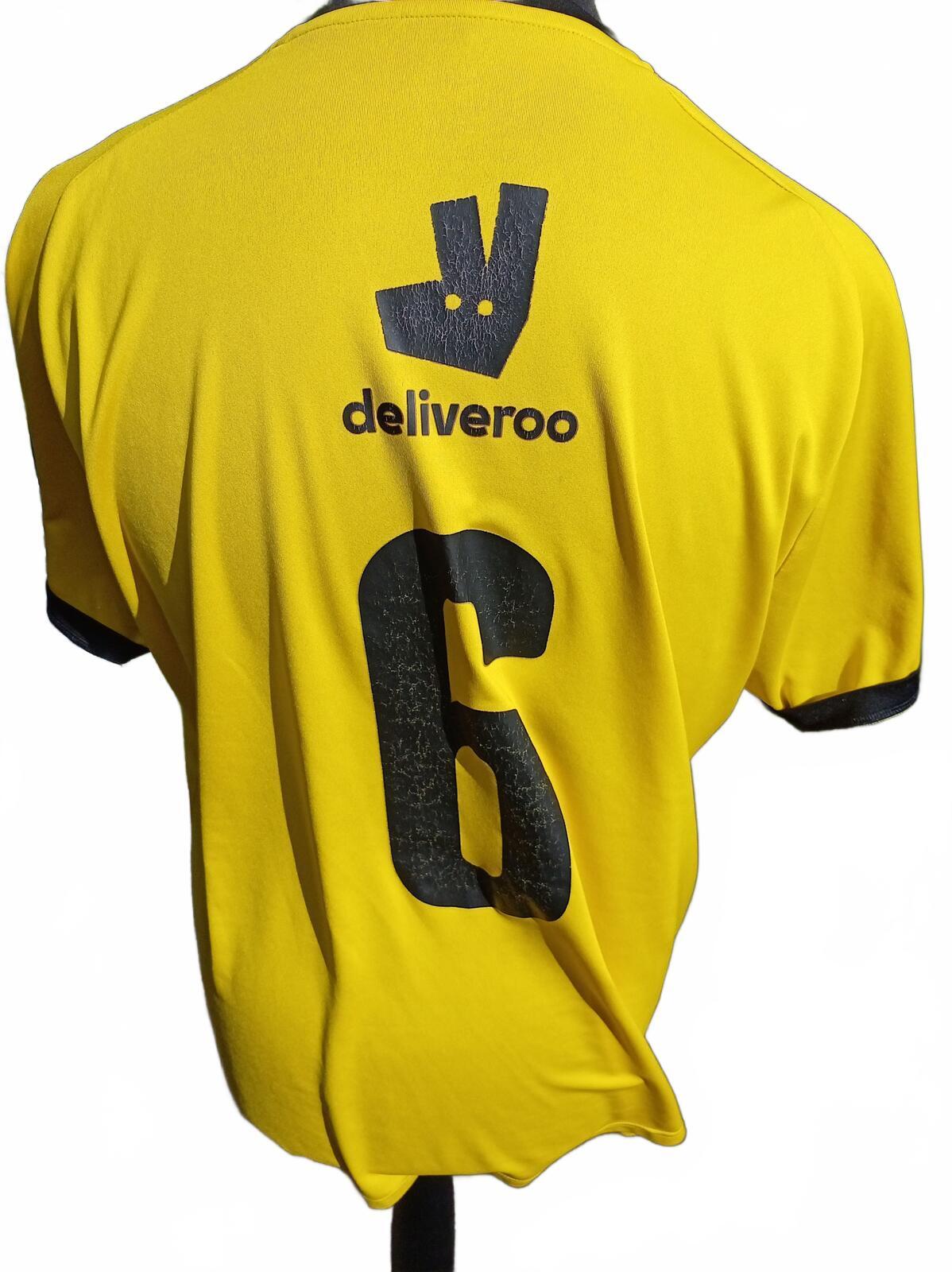 Puma Deliveroo Football Shirt XL – Yellow/Black Striped – Number 6 – Men