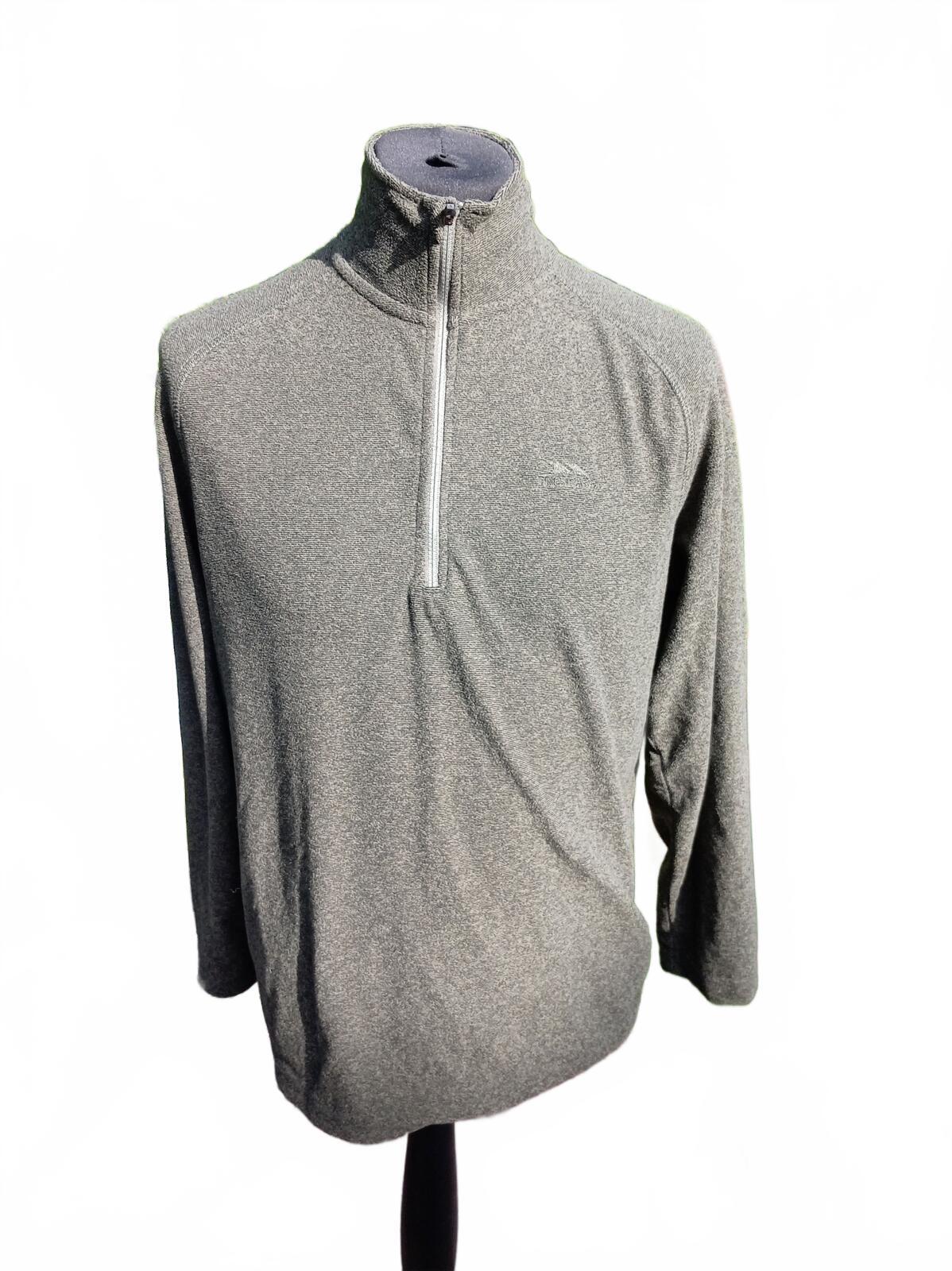 Trespass Men's Grey Marl Half Zip Long Sleeve Top Large