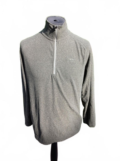 Trespass Men's Grey Marl Half Zip Long Sleeve Top Large