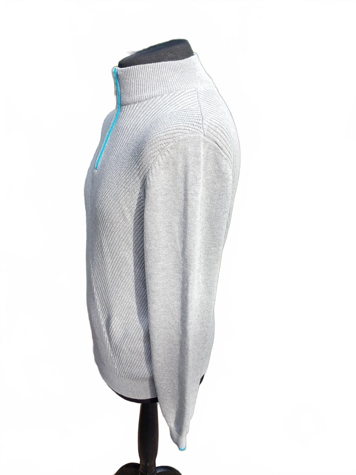 Glenmuir Quarter Zip Sweater Medium Grey – Ribbed Knit Golf – Men’s Pullover