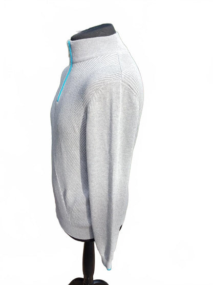 Glenmuir Quarter Zip Sweater Medium Grey – Ribbed Knit Golf – Men’s Pullover