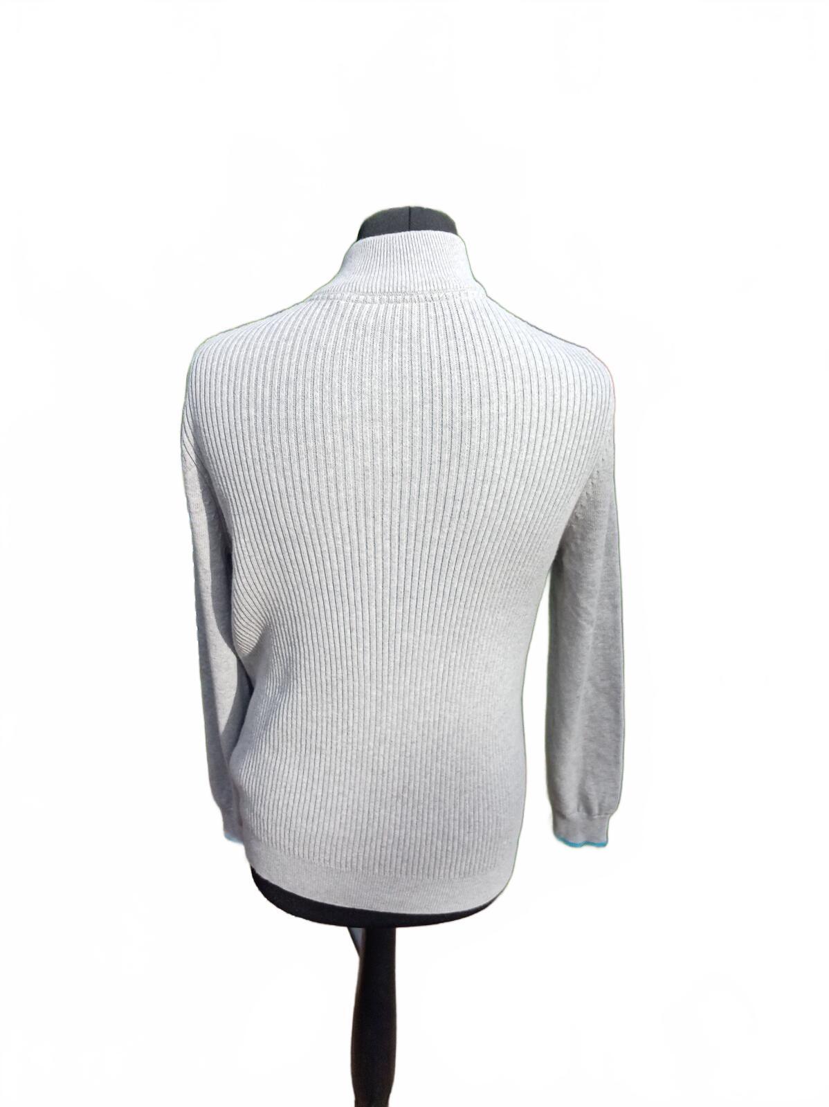 Glenmuir Quarter Zip Sweater Medium Grey – Ribbed Knit Golf – Men’s Pullover