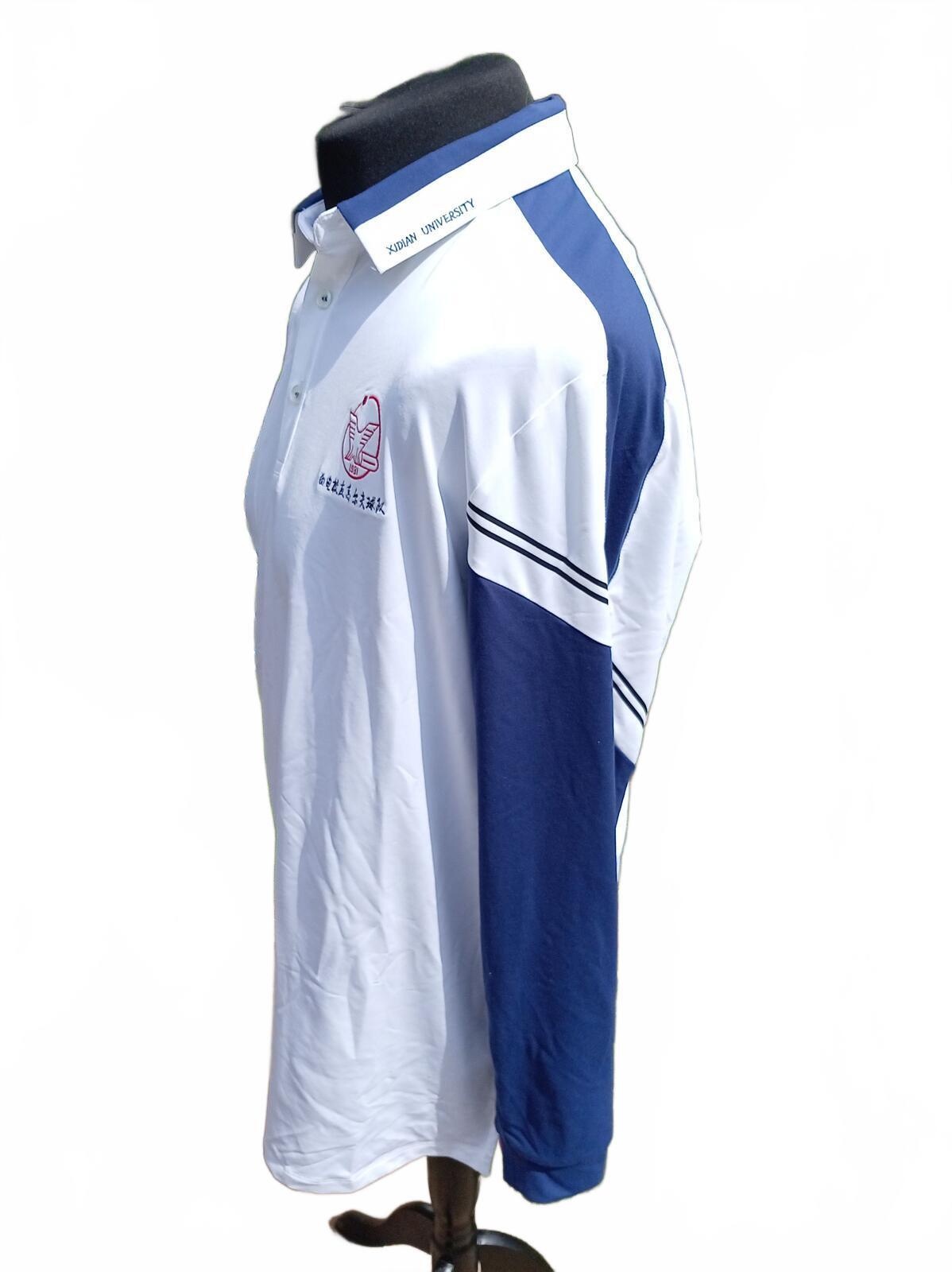 Hanxiong University Long Sleeve Polo 2XL White Blue – Men’s Performance Top