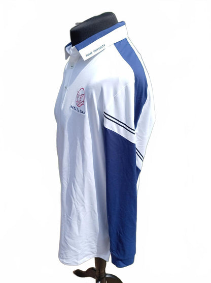 Hanxiong University Long Sleeve Polo 2XL White Blue – Men’s Performance Top