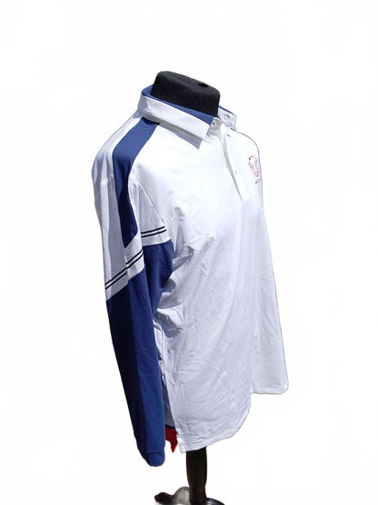 Hanxiong University Long Sleeve Polo 2XL White Blue – Men’s Performance Top
