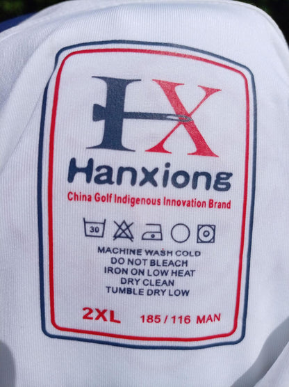 Hanxiong University Long Sleeve Polo 2XL White Blue – Men’s Performance Top