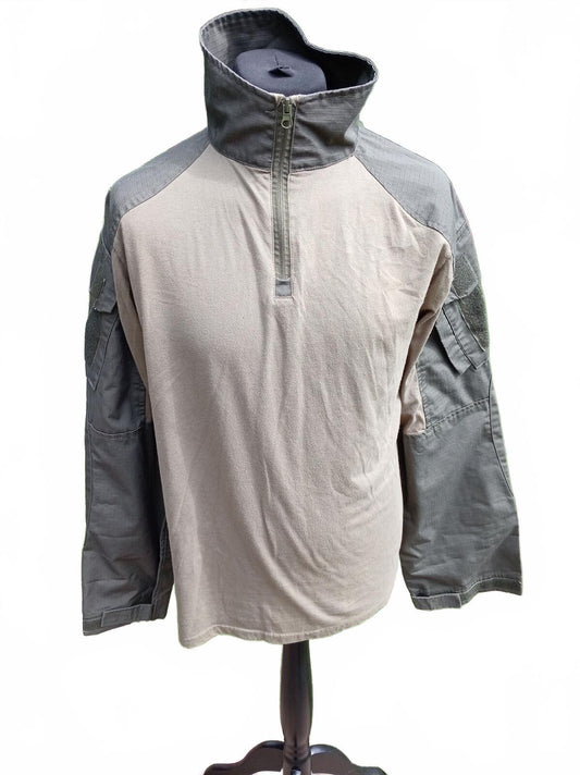 Men's Tactical 1/4 Zip Combat Shirt 2XL Terraces Casual Khaki Green Top 24" p2p