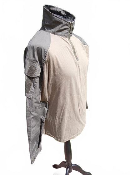 Men's Tactical 1/4 Zip Combat Shirt 2XL Terraces Casual Khaki Green Top 24" p2p