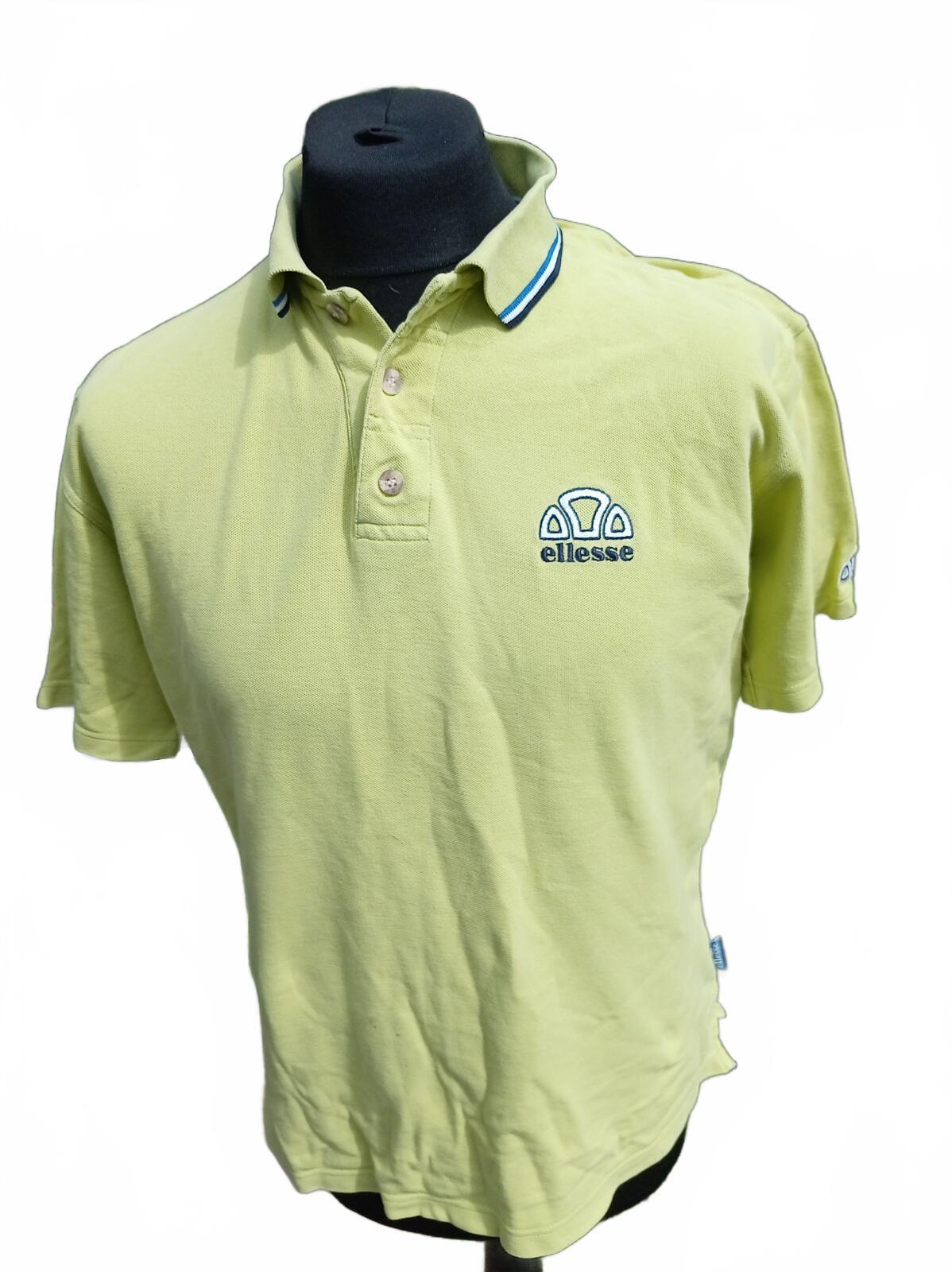 Ellesse Yellow Embroidered Logo Short Sleeve Polo Shirt Size S