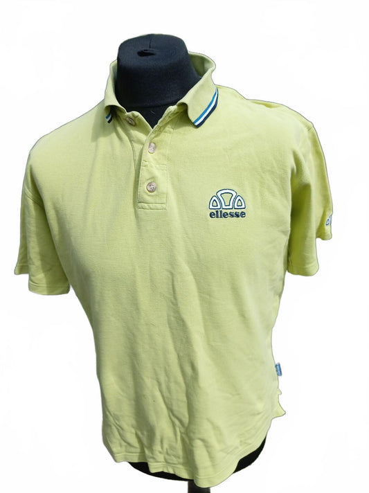 Ellesse Yellow Embroidered Logo Short Sleeve Polo Shirt Size S