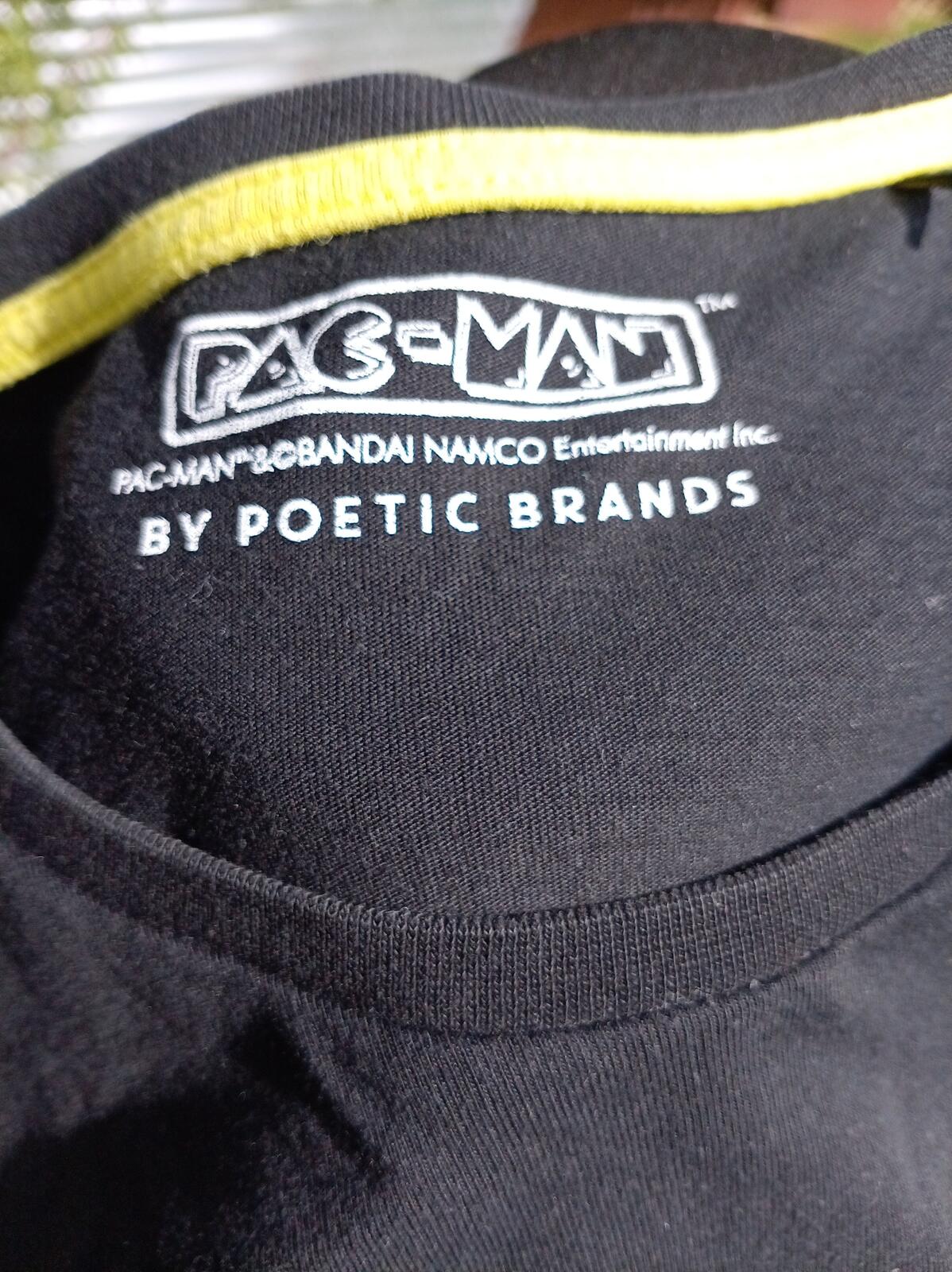 Pac-Man Retro Gaming Graphic T-Shirt Large Black Caution I Bite Tee