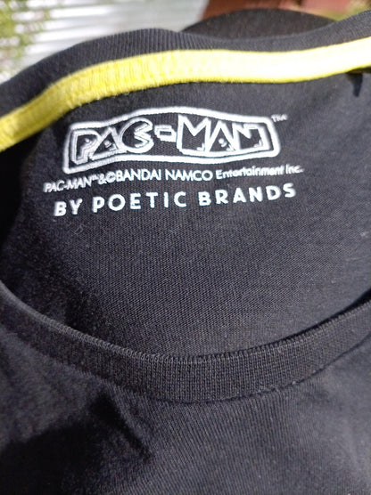 Pac-Man Retro Gaming Graphic T-Shirt Large Black Caution I Bite Tee