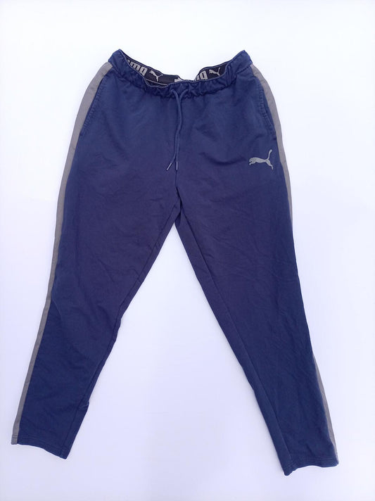 Puma Navy and Grey Track Pants Joggers - Medium