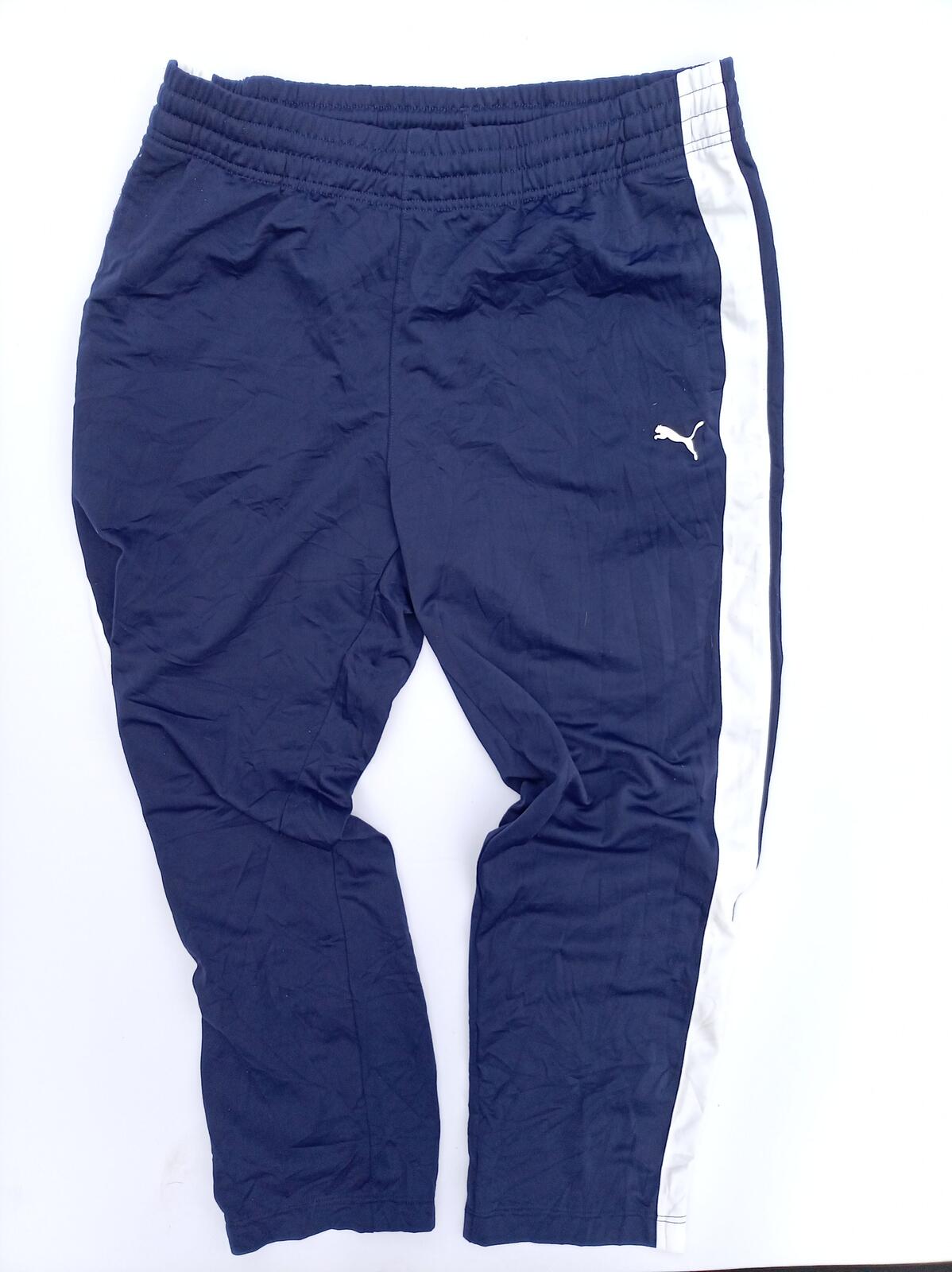 Puma Navy Track Pants with White Side Stripe - XL