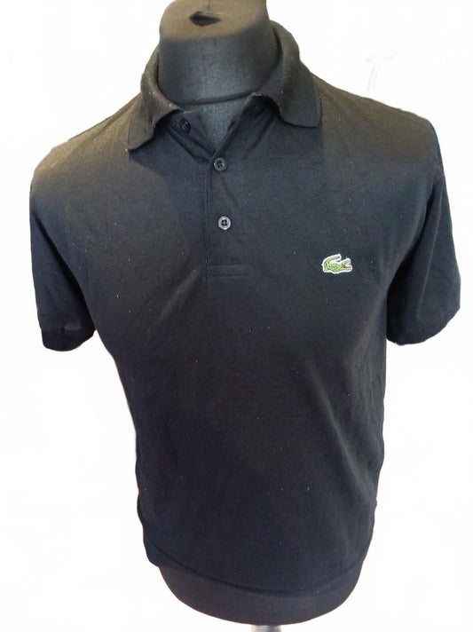 Lacoste Black Short Sleeve Polo Shirt Crocodile Logo - 3 - Small