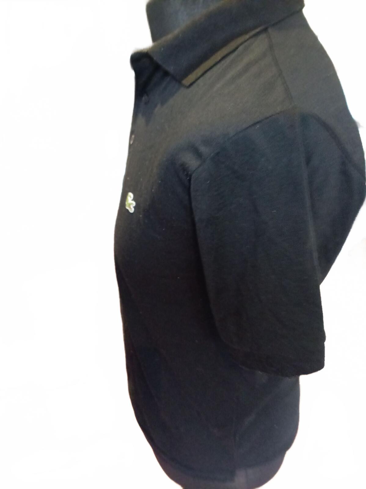 Lacoste Black Short Sleeve Polo Shirt Crocodile Logo - 3 - Small