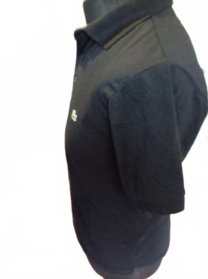 Lacoste Black Short Sleeve Polo Shirt Crocodile Logo - 3 - Small
