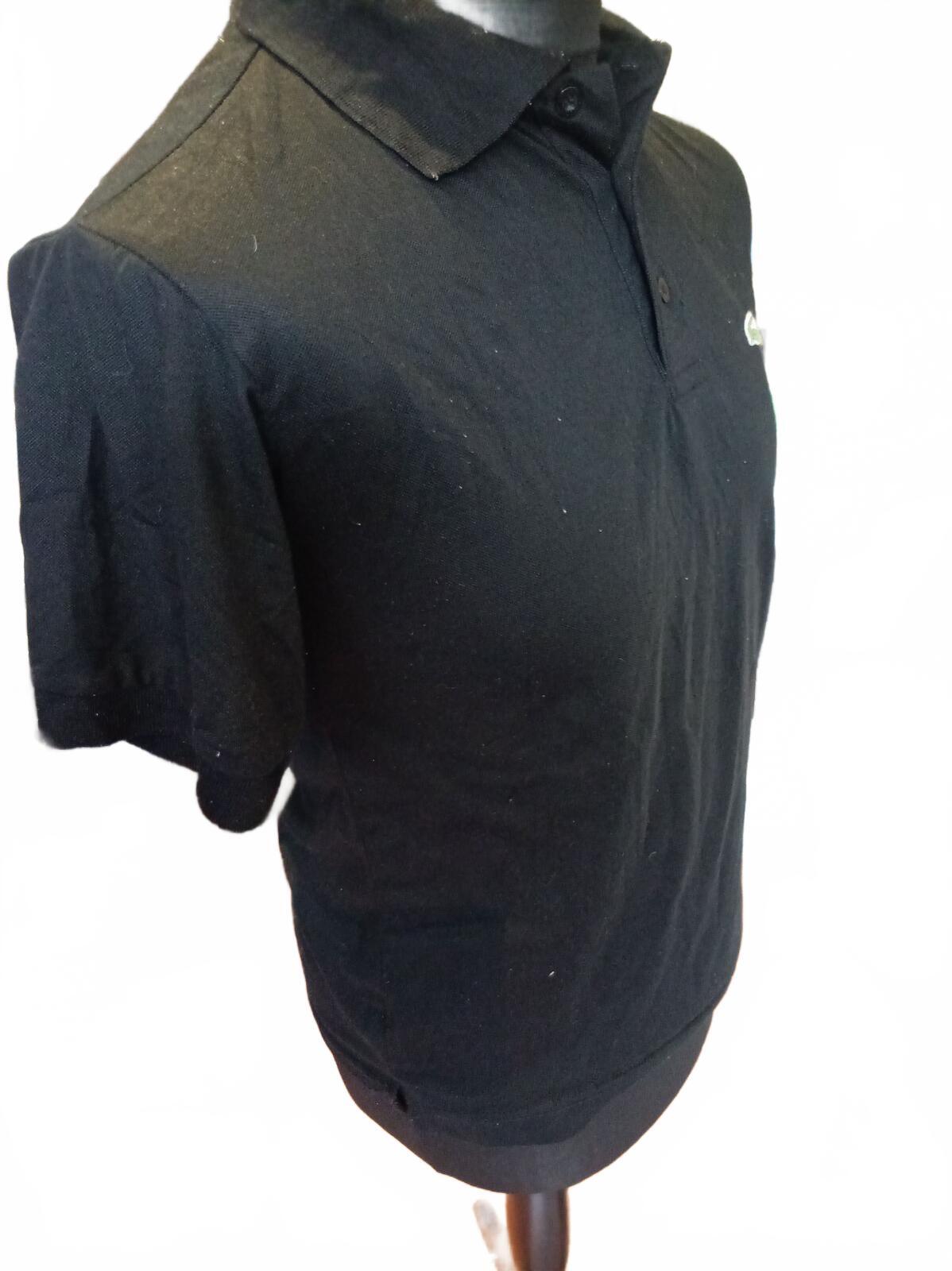 Lacoste Black Short Sleeve Polo Shirt Crocodile Logo - 3 - Small