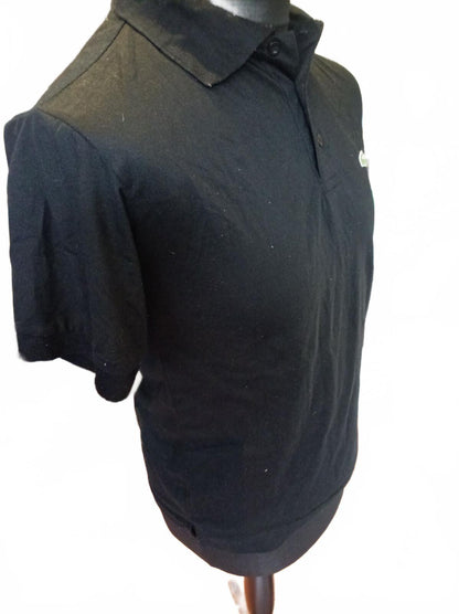 Lacoste Black Short Sleeve Polo Shirt Crocodile Logo - 3 - Small