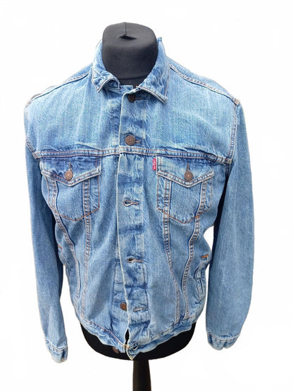 Levi's Men's Denim Trucker Jacket Size L Blue 4-Pocket Jean Coat 72334 - 23" P2P