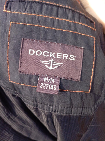 Dockers Men's Full Zip Utility Casual Jacket Size M Medium Black Coat 21" P2P