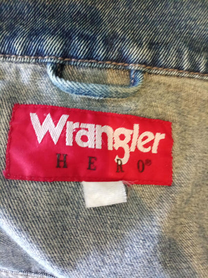 Wrangler Hero Men's Denim Trucker Jacket - Size XL (24" P2P) - Classic Blue