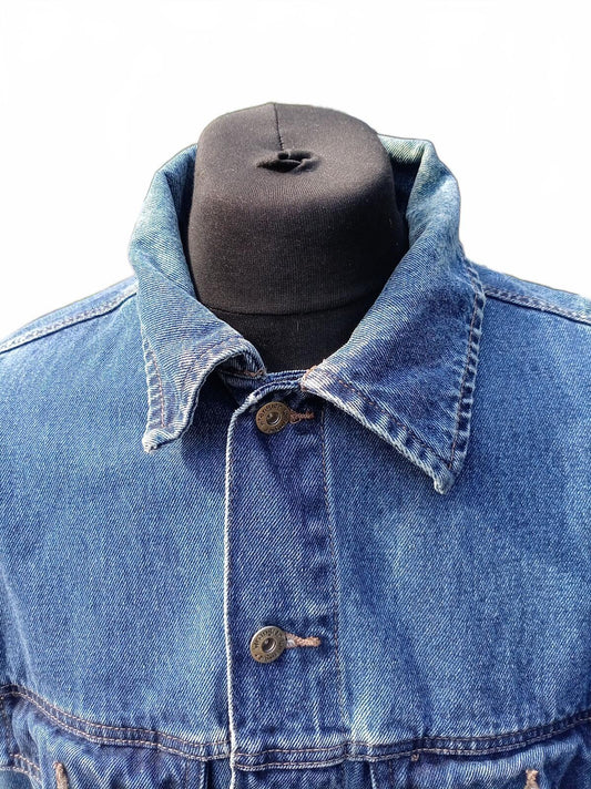 Wrangler Hero Men's Denim Trucker Jacket - Size XL (24" P2P) - Classic Blue