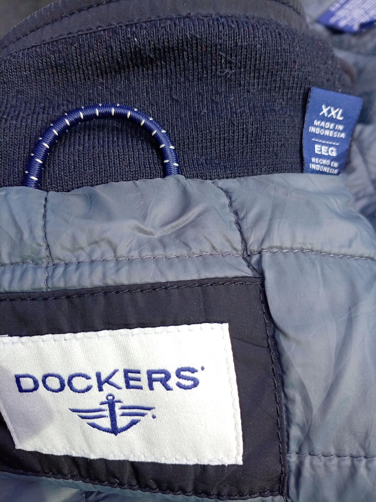 Dockers Men's Full Zip Jacket XXL Extra Large Black Charcoal Coat 27" P2P