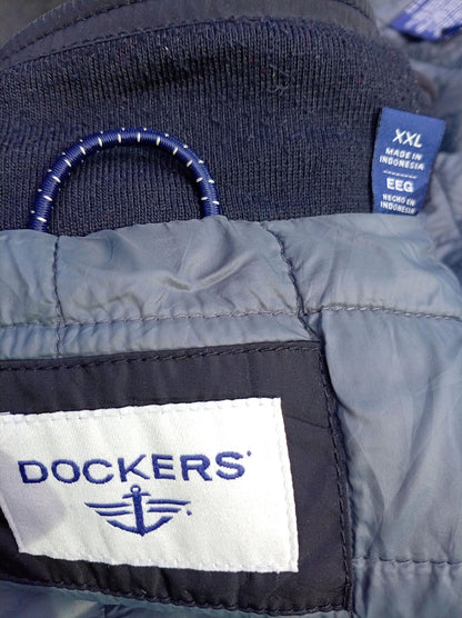 Dockers Men's Full Zip Jacket XXL Extra Large Black Charcoal Coat 27" P2P